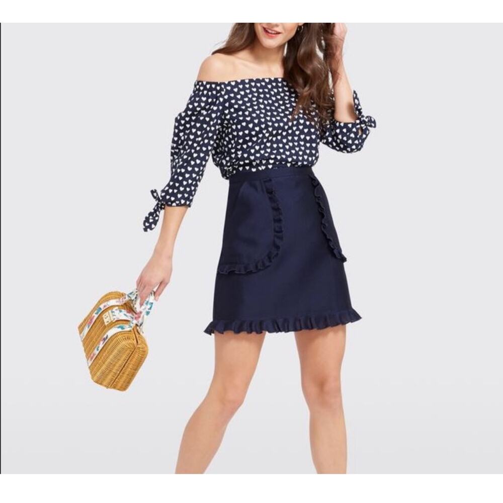 Draper James ruffle pocket skirt women’s size 6 navy
